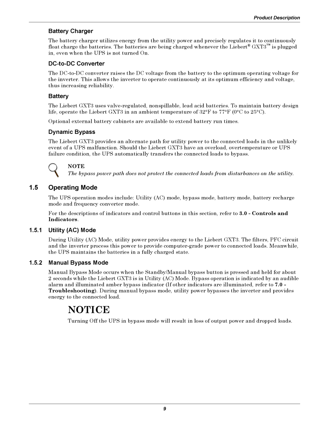 Emerson 208V, GXT3 user manual Operating Mode 