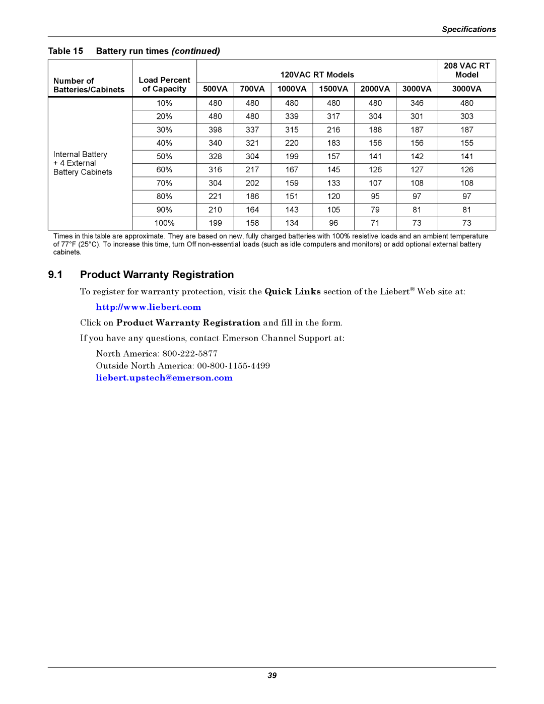 Emerson 208V, GXT3 user manual Product Warranty Registration 