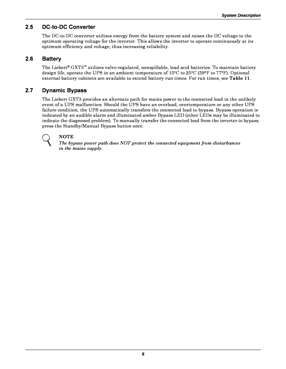 Emerson GXT3 230V user manual 2.5DC-to-DCConverter, 2.6Battery, 2.7Dynamic Bypass, System Description 