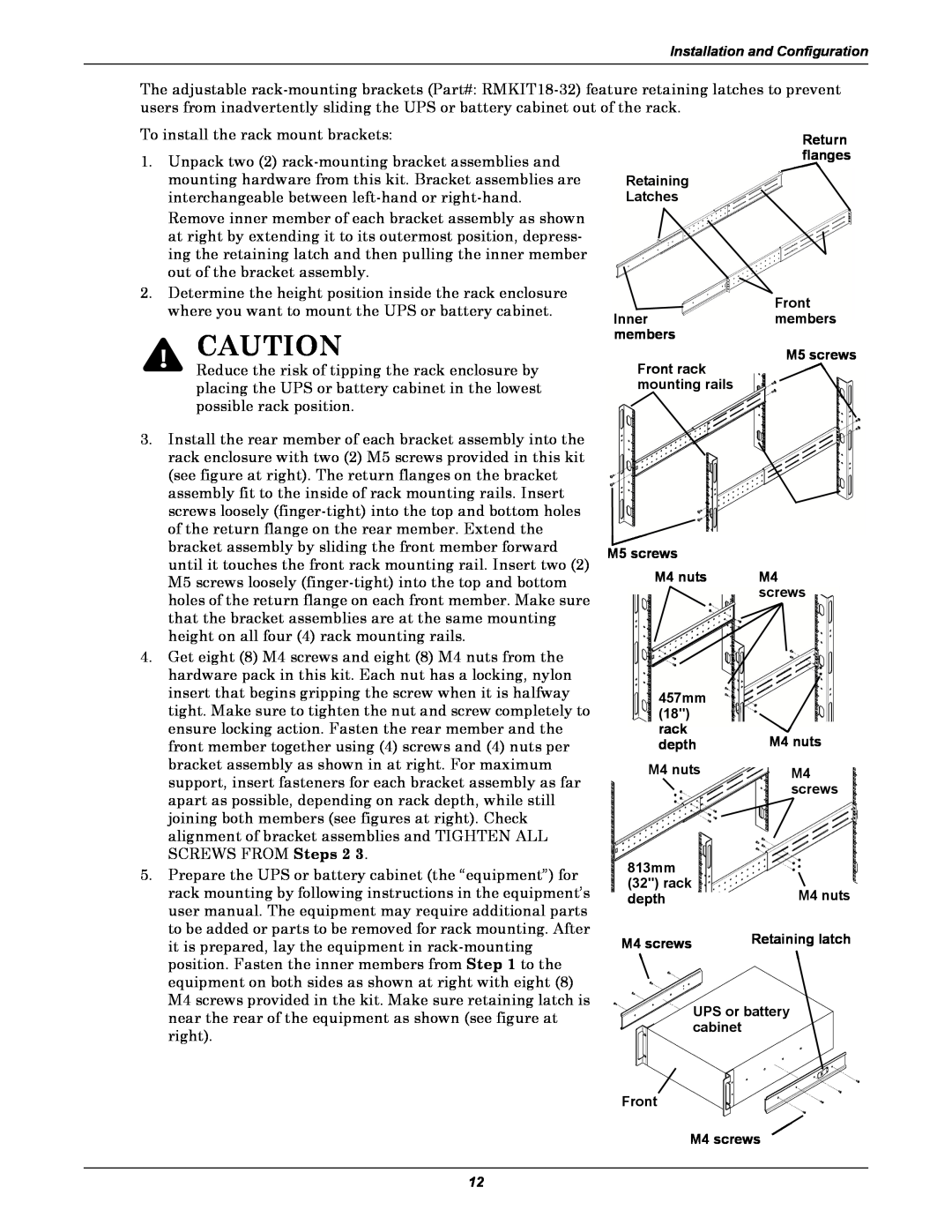 Emerson GXT3 230V user manual To install the rack mount brackets 