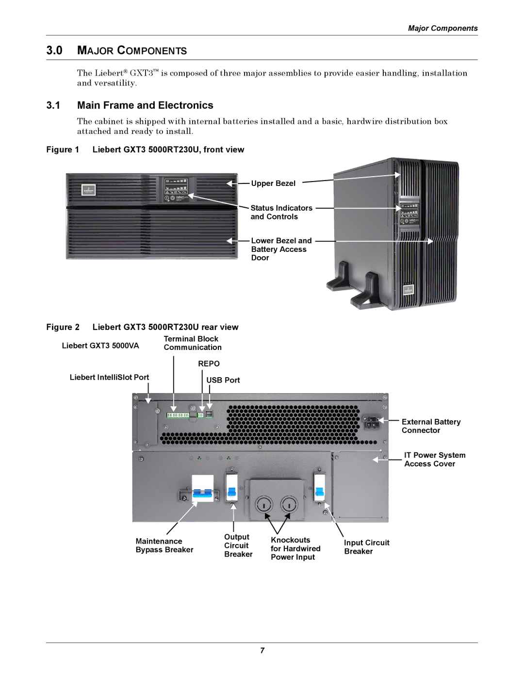 Emerson GXT3 230V Main Frame and Electronics, Major Components, Liebert GXT3 5000VA Terminal Block Communication 