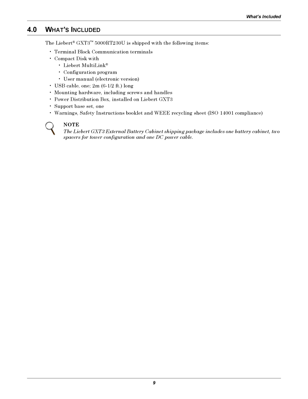 Emerson GXT3 230V user manual WHAT’S Included 