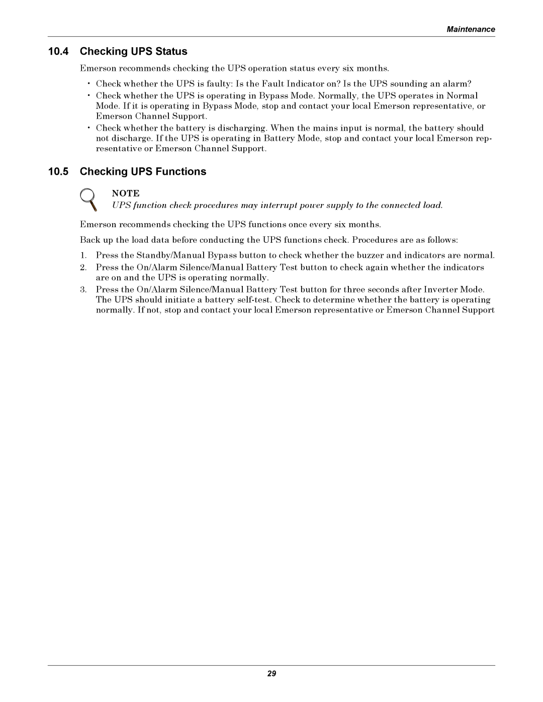 Emerson GXT3 230V user manual Checking UPS Status, Checking UPS Functions 