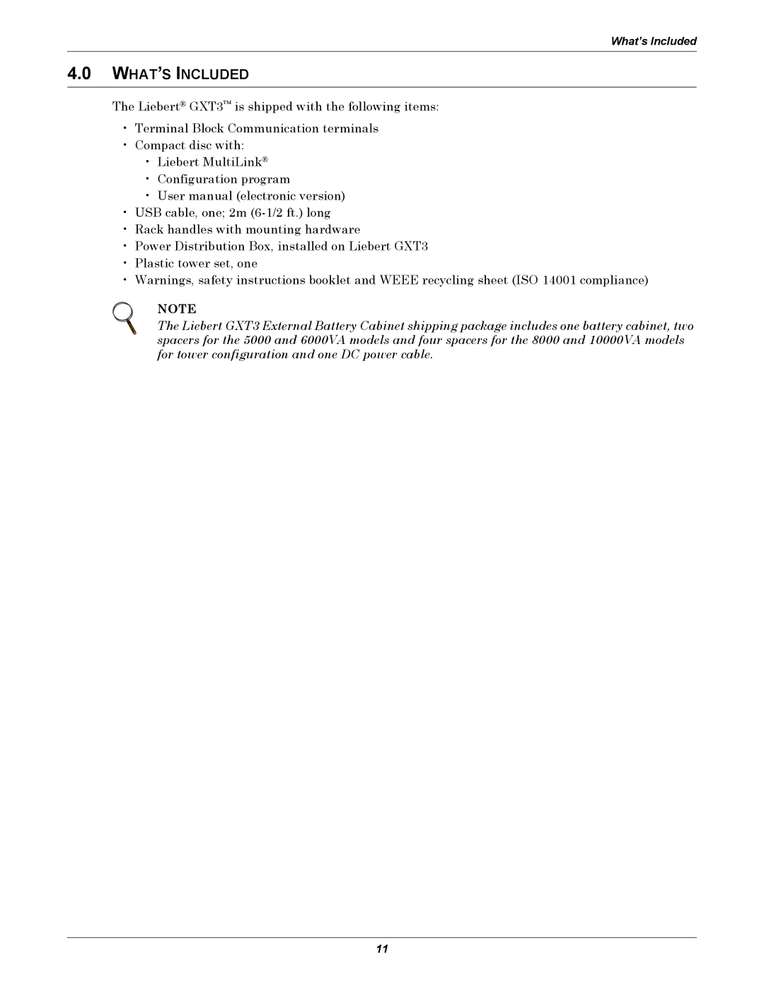 Emerson GXT3-6000RT208 user manual WHAT’S Included 