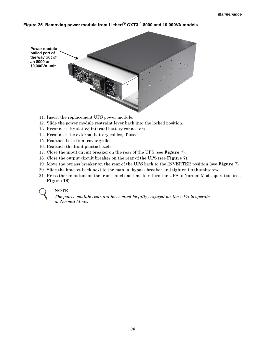 Emerson GXT3-6000RT208 user manual Maintenance 