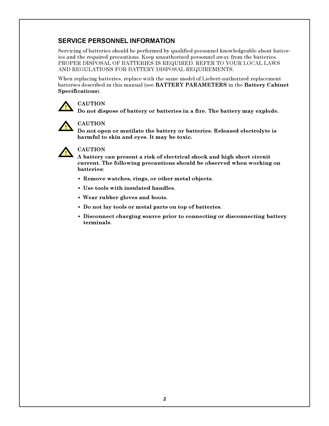 Emerson GXT5000R-208 user manual Service Personnel Information 