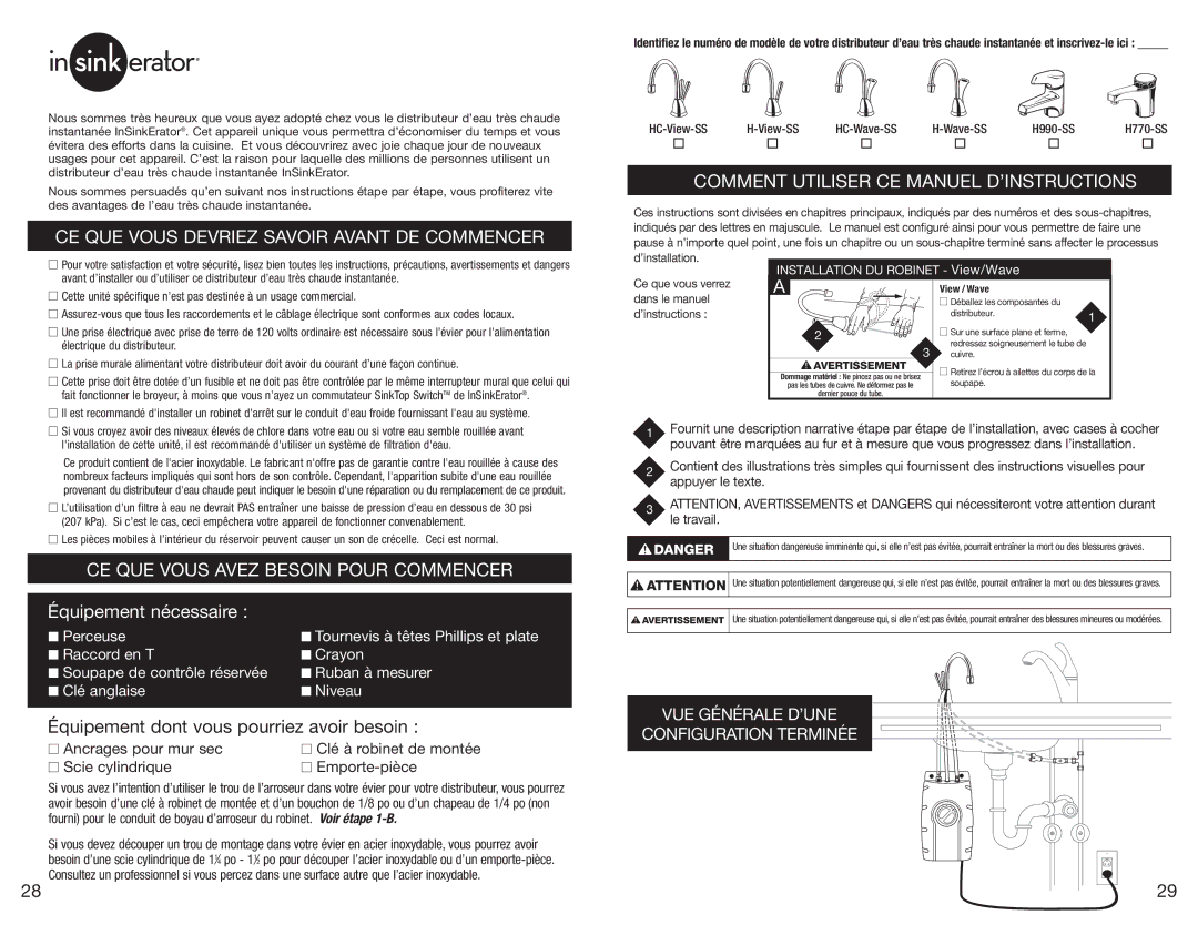 Emerson h990 owner manual Électrique du distributeur, ’installation, Ce que vous verrez dans le manuel d’instructions 