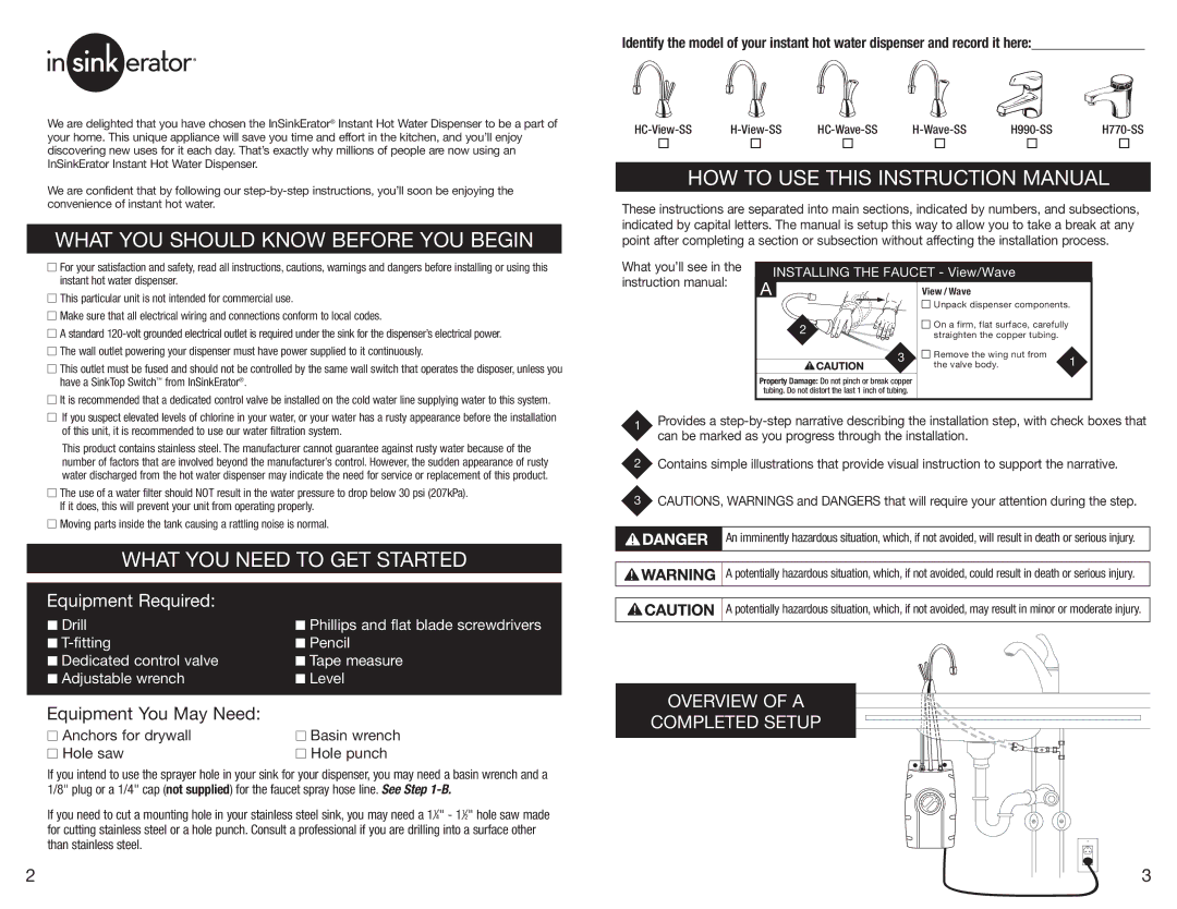 Emerson h990 owner manual What YOU should Know Before YOU Begin, What YOU Need to GET Started 