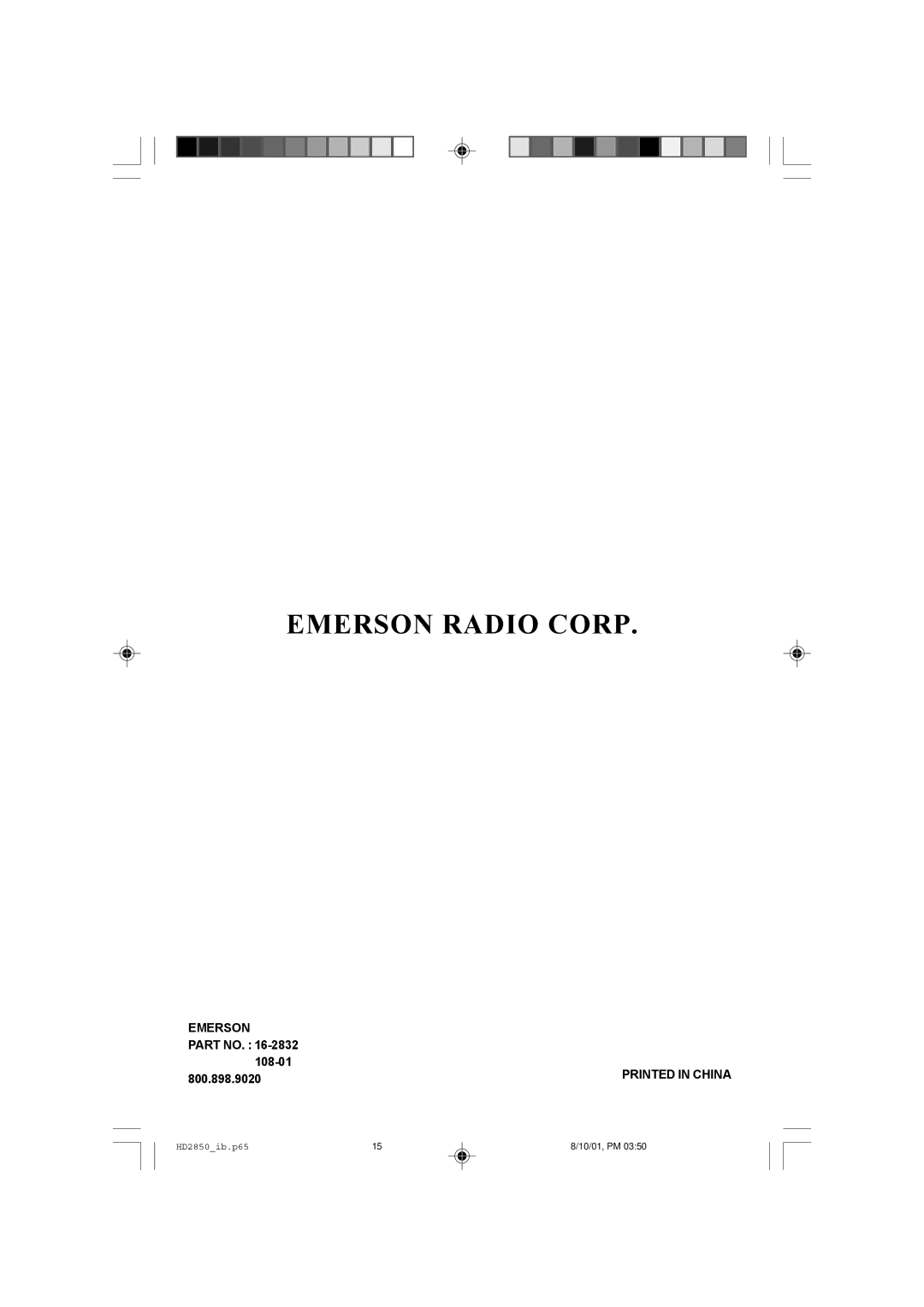 Emerson HD2850 owner manual Emerson Radio Corp 