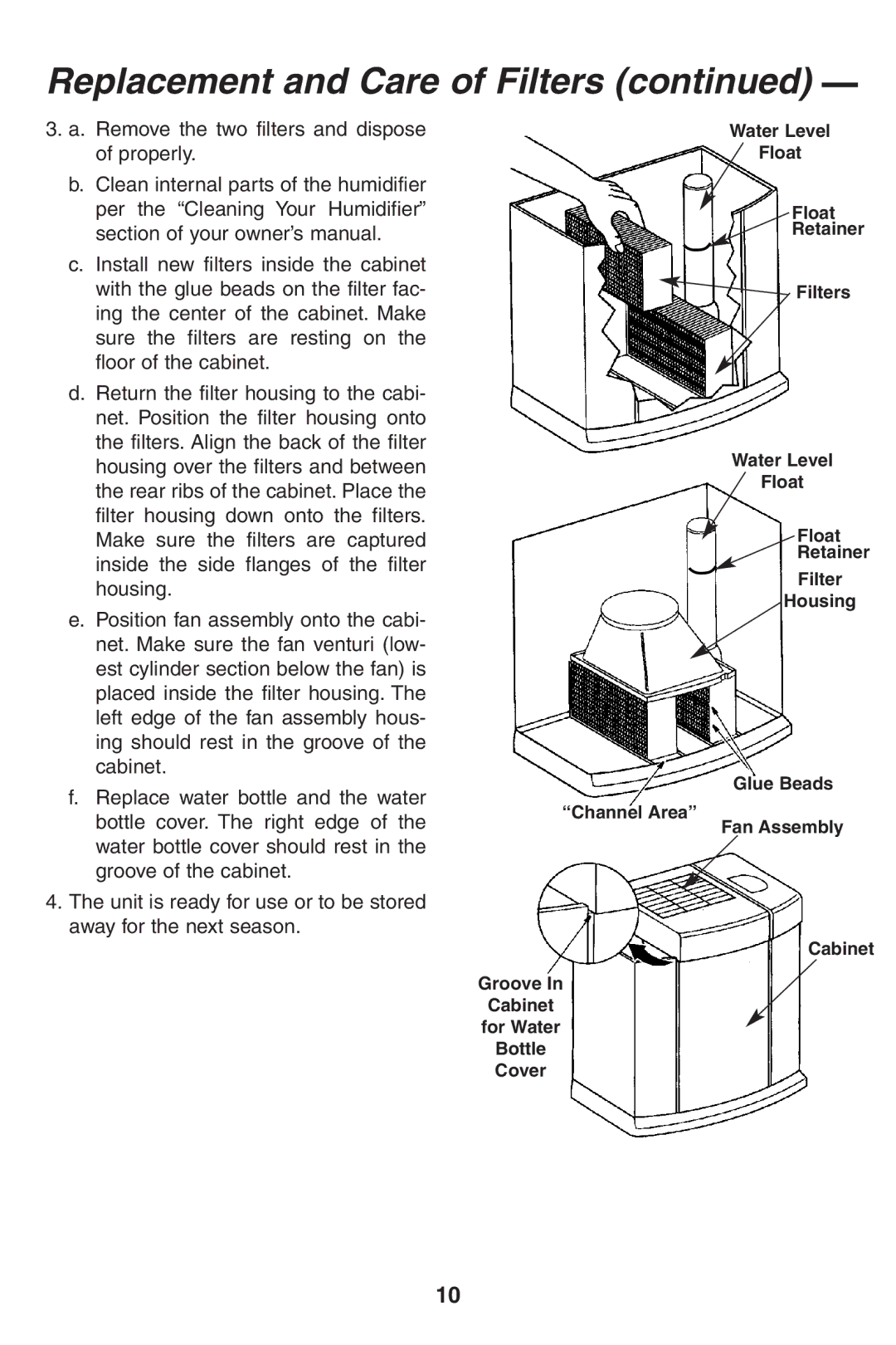 Emerson HD7005, HD7002 owner manual Replacement and Care of Filters 