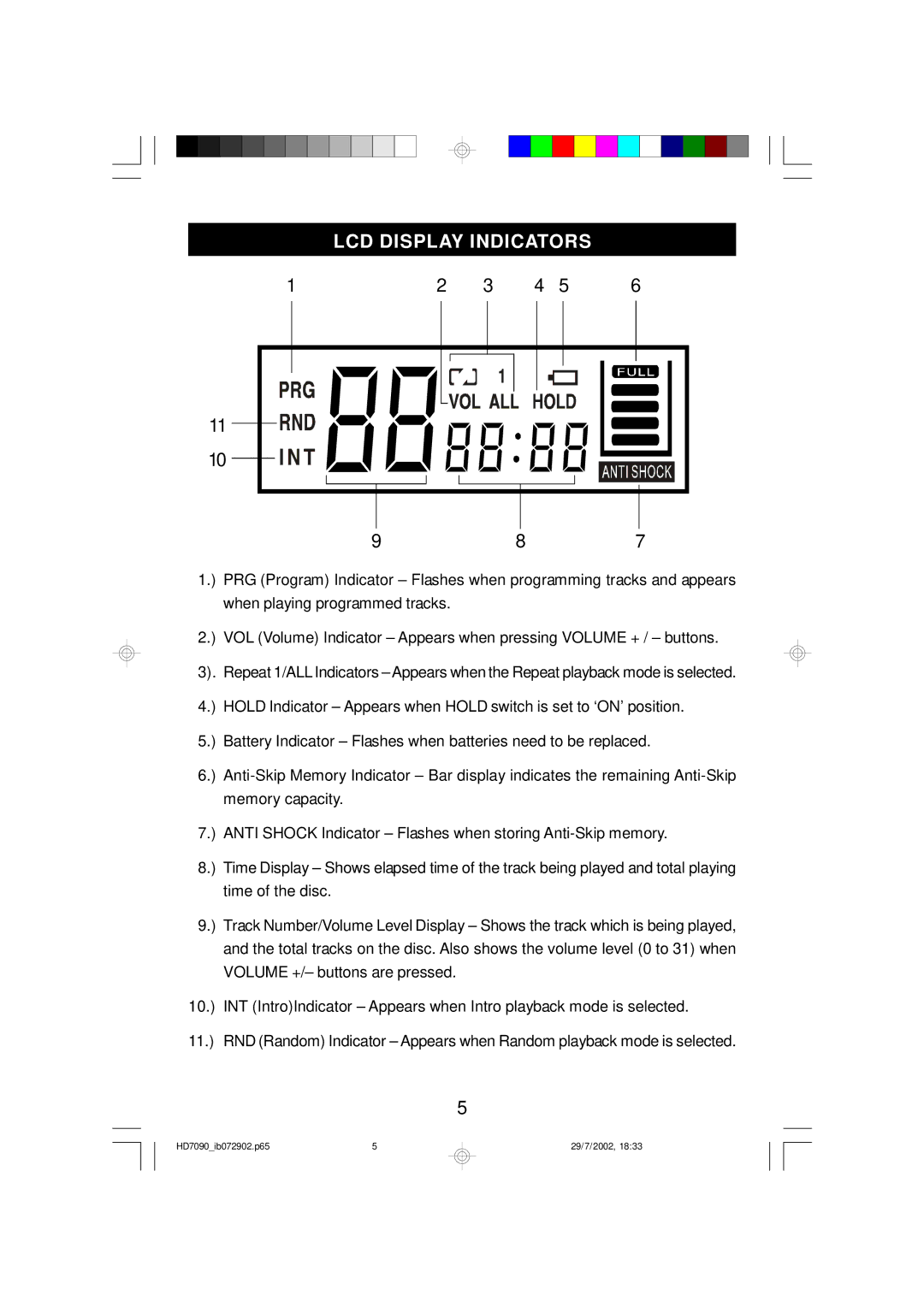 Emerson HD7090 owner manual LCD Display Indicators 