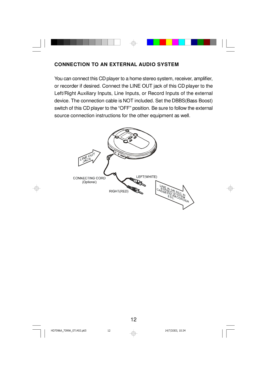 Emerson HD7099A, HD7096A owner manual Connection to AN External Audio System 