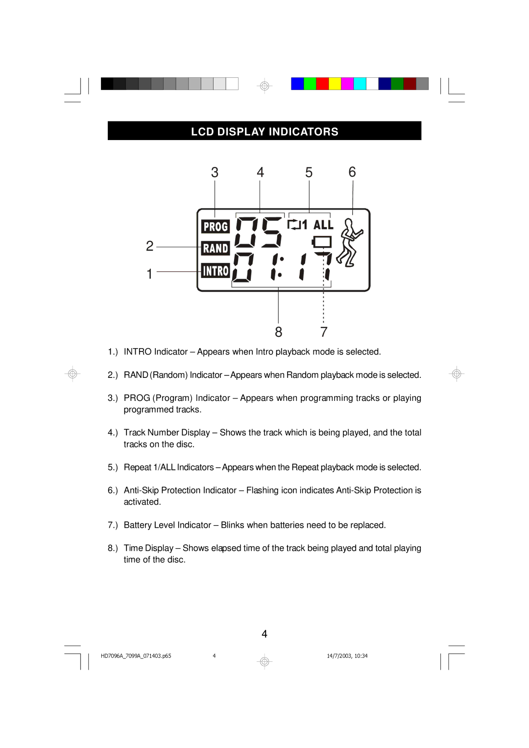 Emerson HD7099A, HD7096A owner manual LCD Display Indicators 