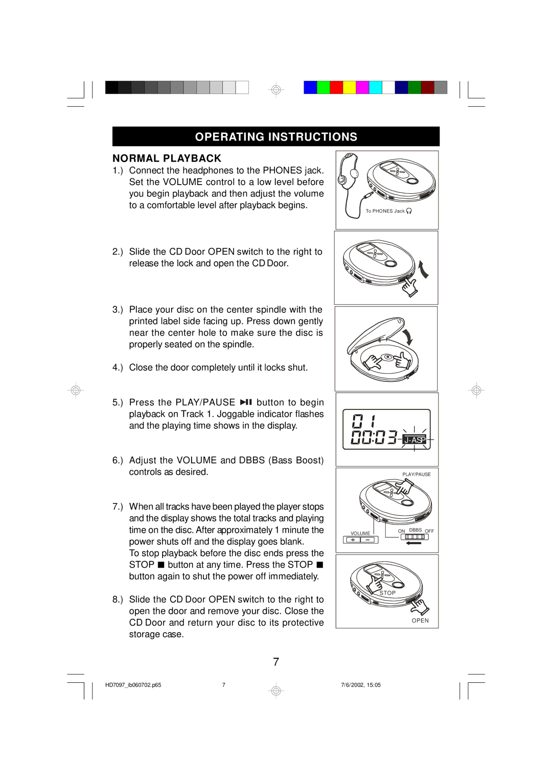 Emerson HD7097 owner manual Operating Instructions, Normal Playback 