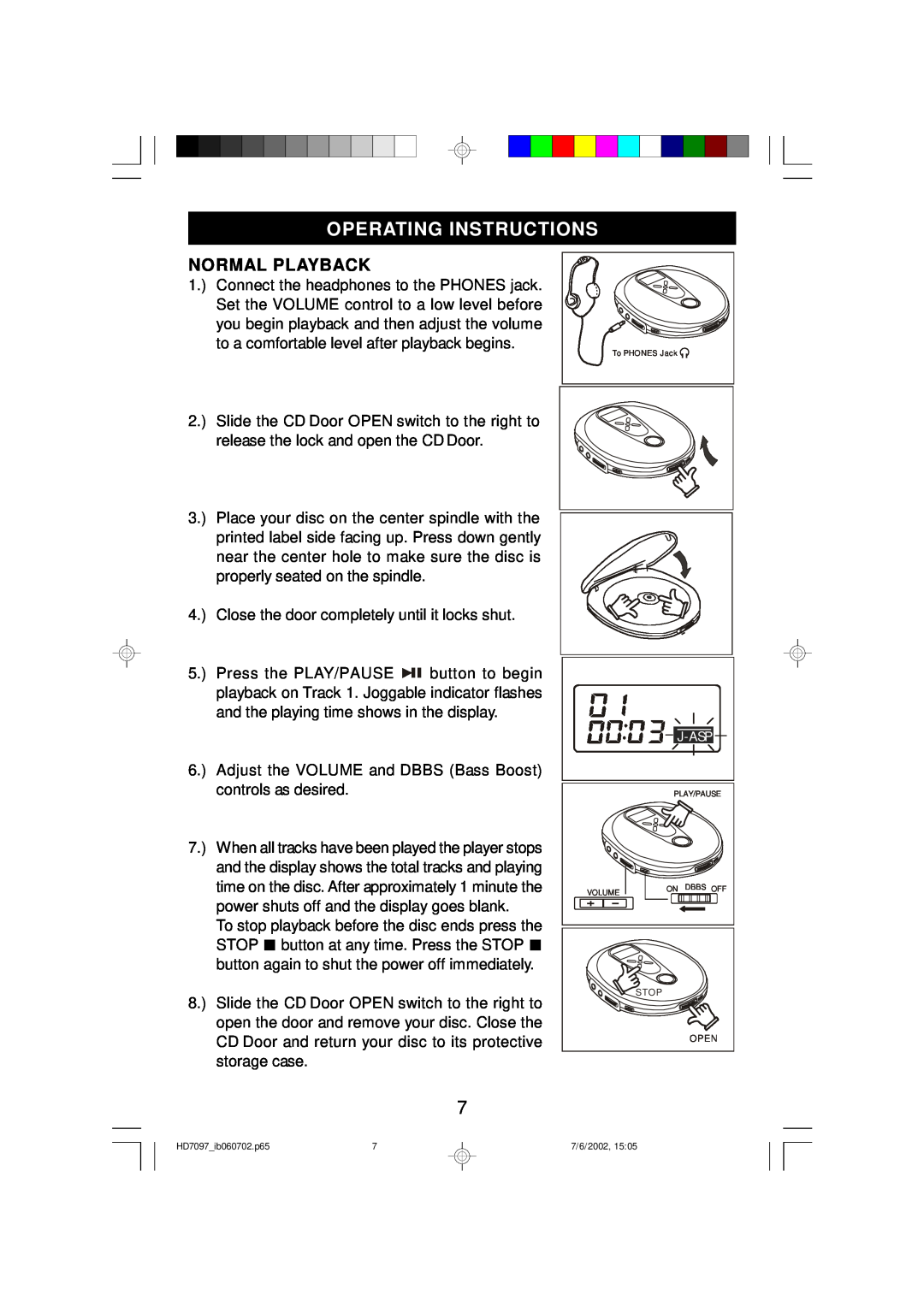 Emerson HD7097 owner manual Operating Instructions, Normal Playback 
