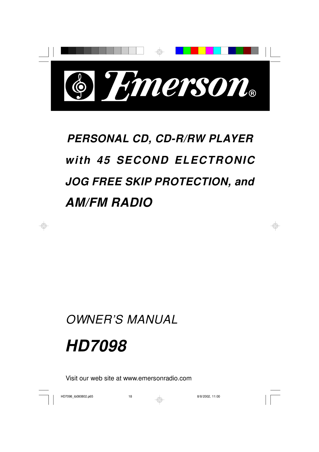 Emerson HD7098 owner manual 