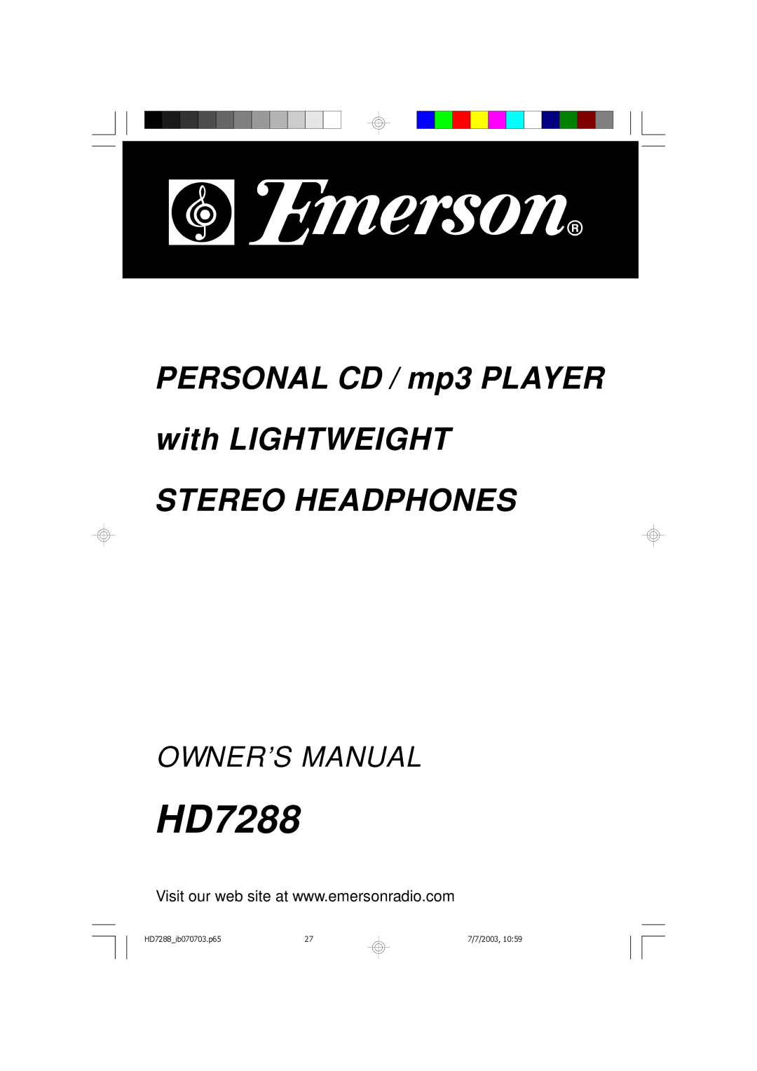 Emerson HD7288 owner manual 