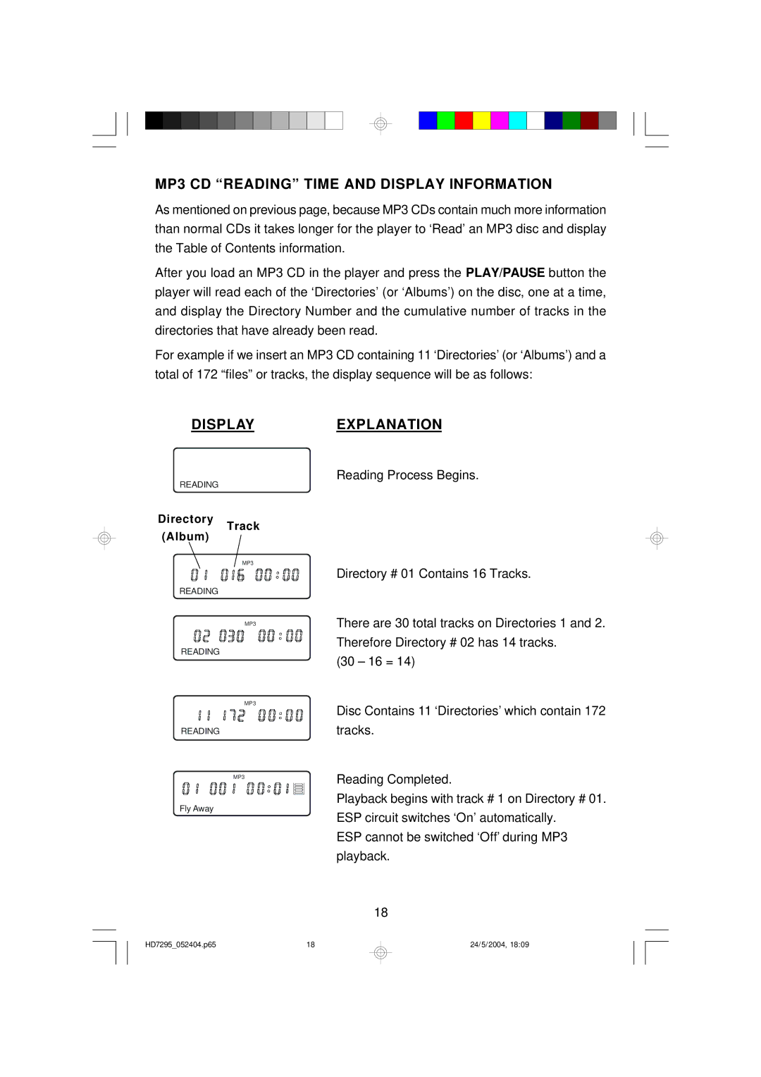 Emerson HD7295 owner manual Display 