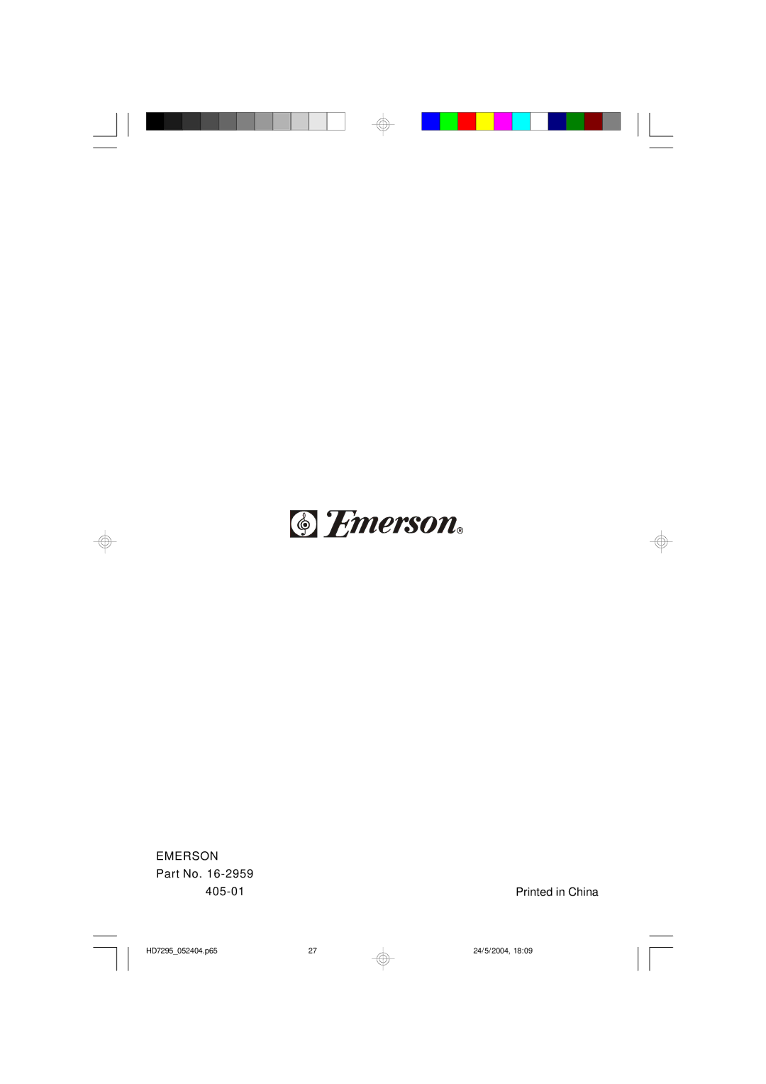 Emerson HD7295 owner manual Emerson 