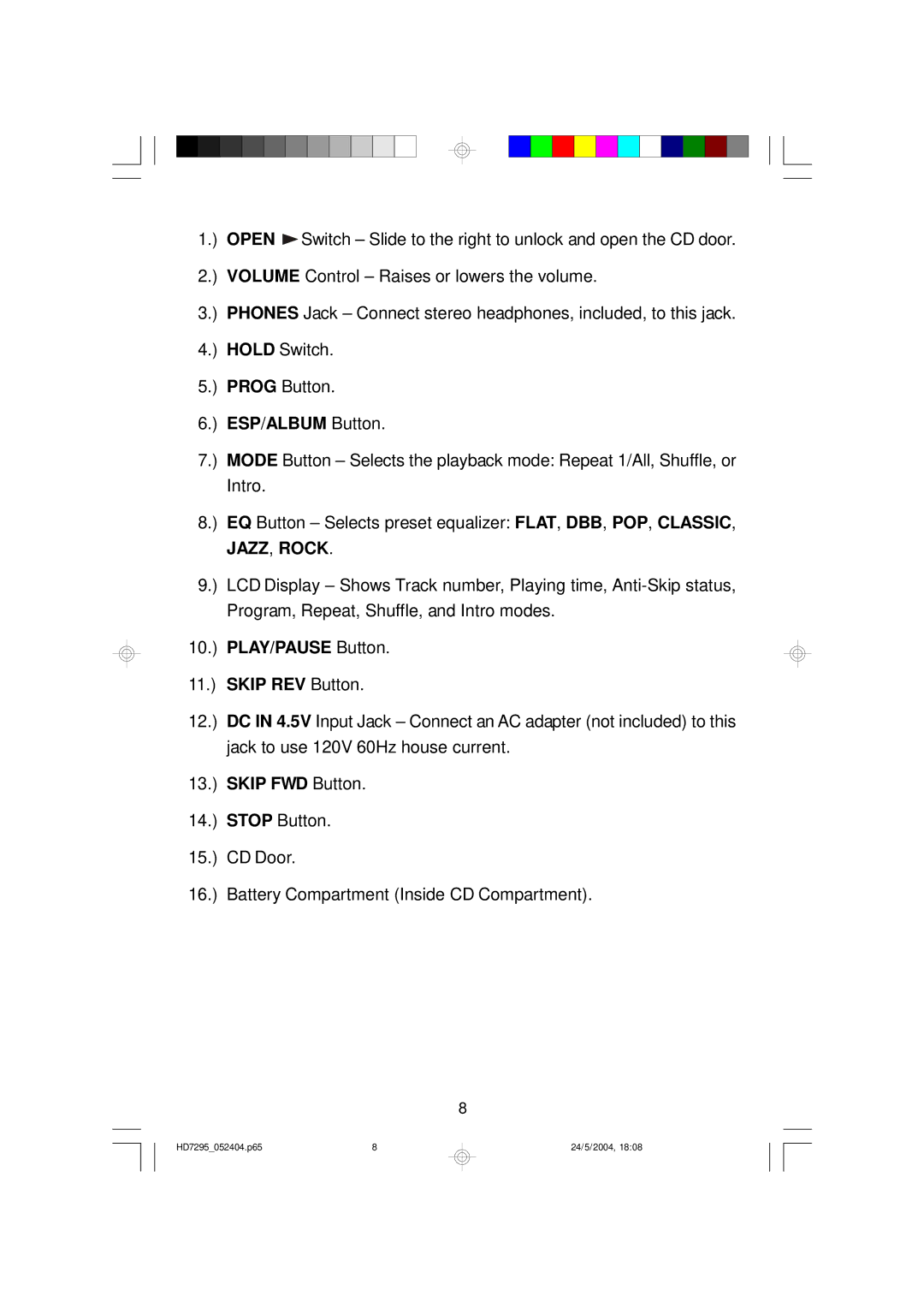 Emerson owner manual HD7295052404.p65 24/5/2004 