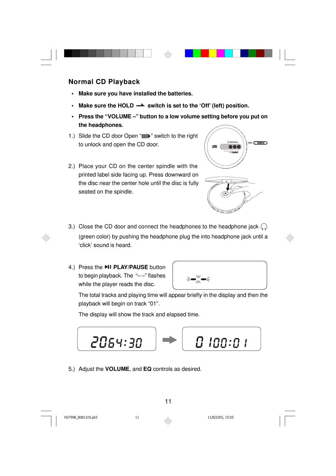 Emerson HD7998 owner manual Normal CD Playback 