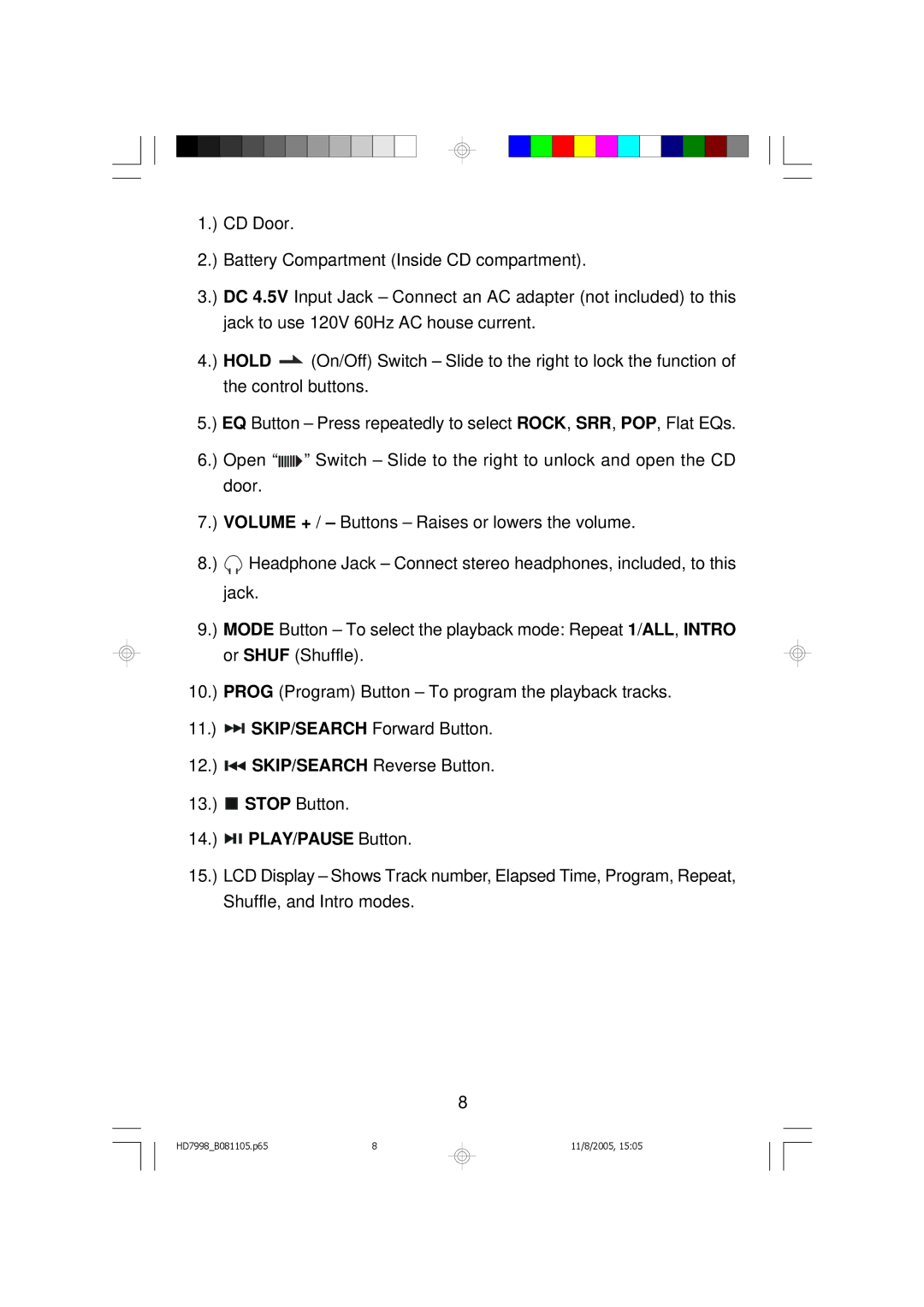 Emerson owner manual HD7998B081105.p65 11/8/2005 