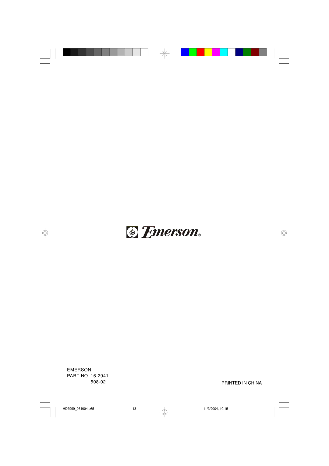 Emerson HD7999 owner manual Emerson 