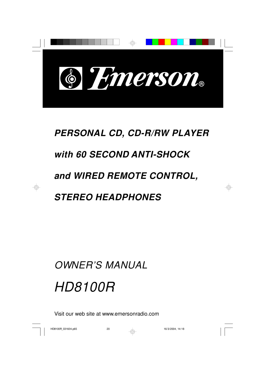 Emerson HD8100R owner manual 