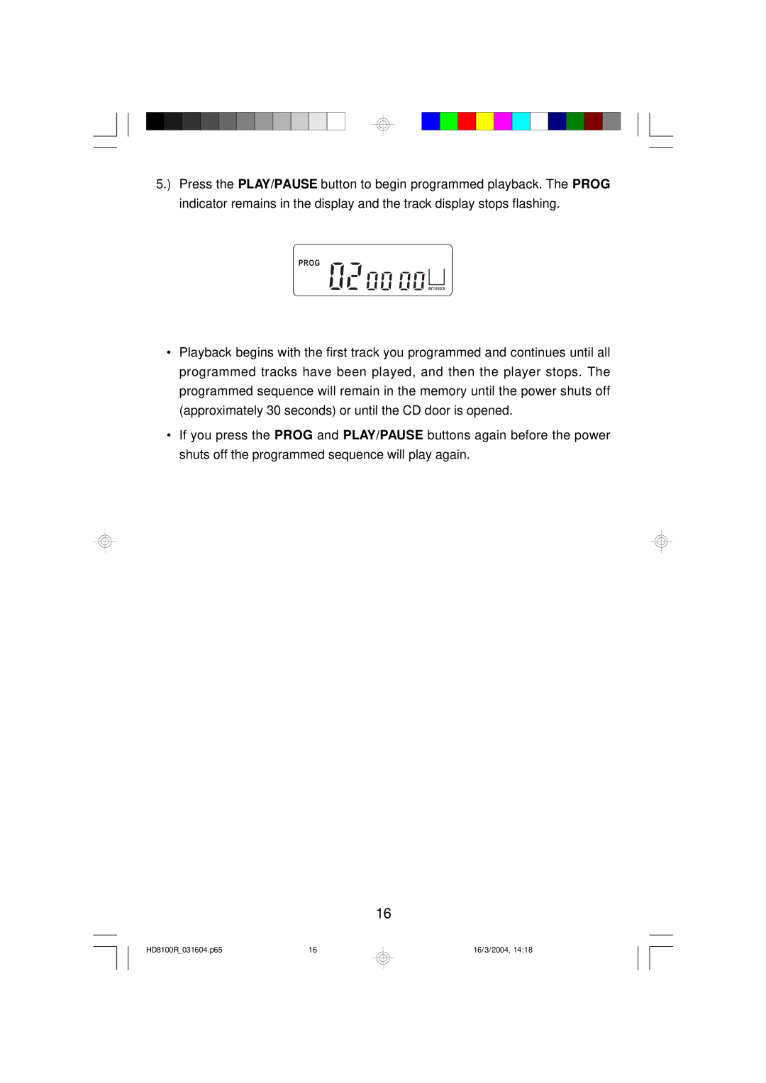 Emerson owner manual HD8100R031604.p65 16/3/2004 