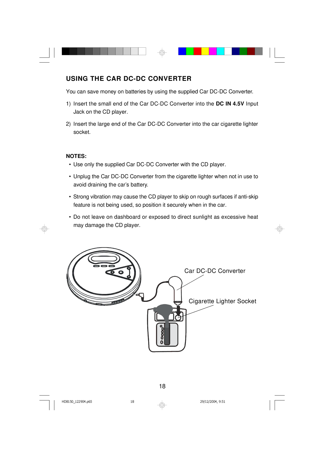 Emerson HD8150BL owner manual Using the CAR DC-DC Converter 