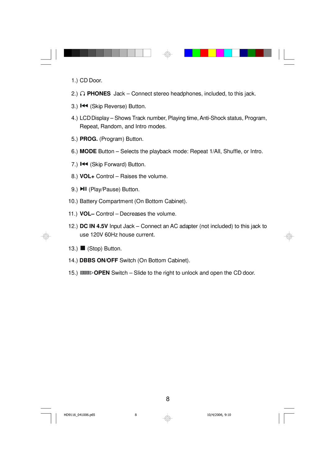 Emerson owner manual HD9116041006.p65 10/4/2006 