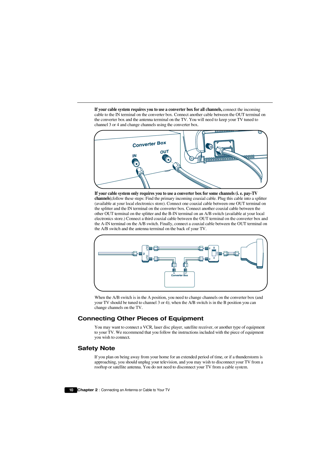 Emerson HKTV13 owner manual Connecting Other Pieces of Equipment, Safety Note 