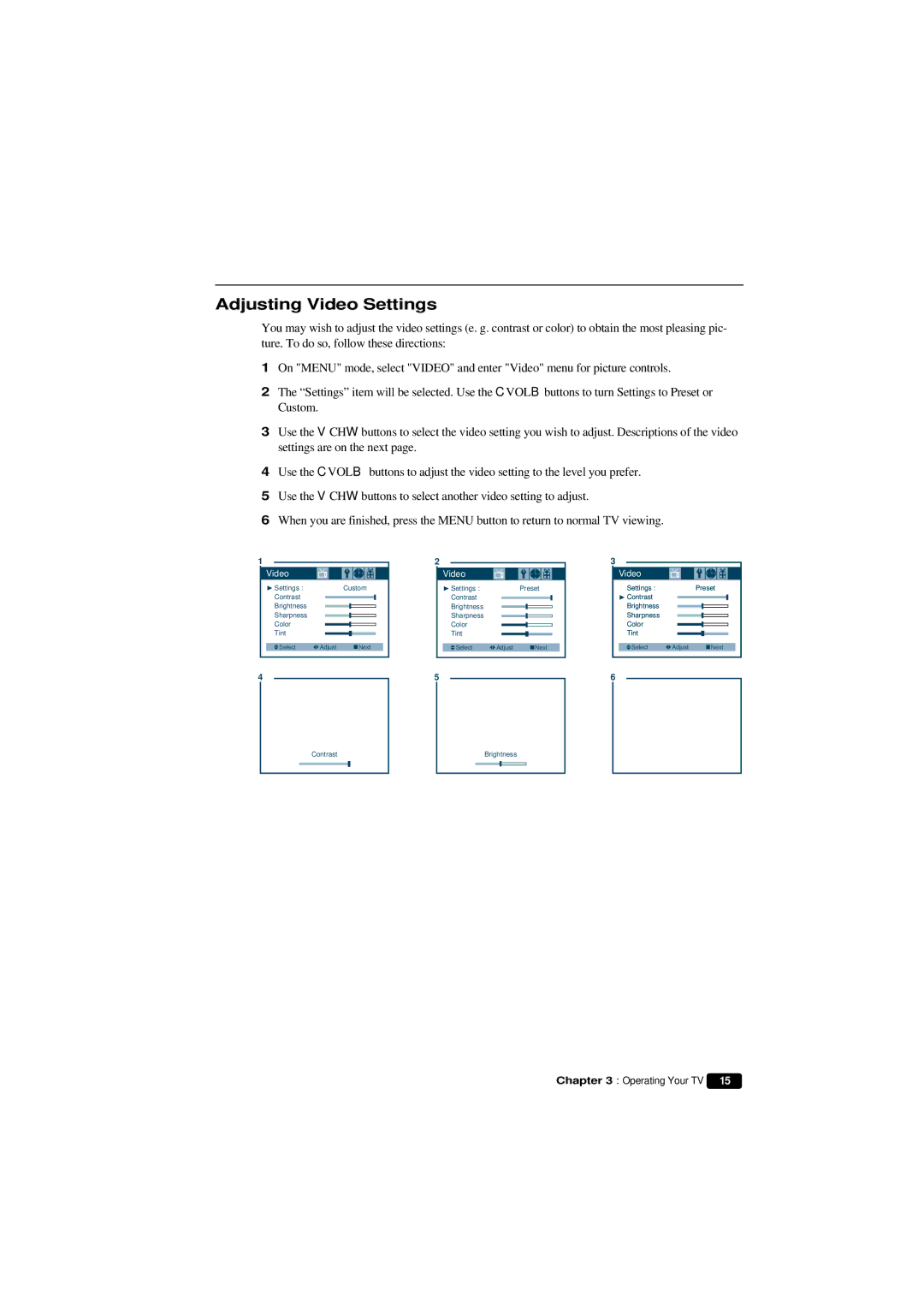 Emerson HKTV13 owner manual Adjusting Video Settings 