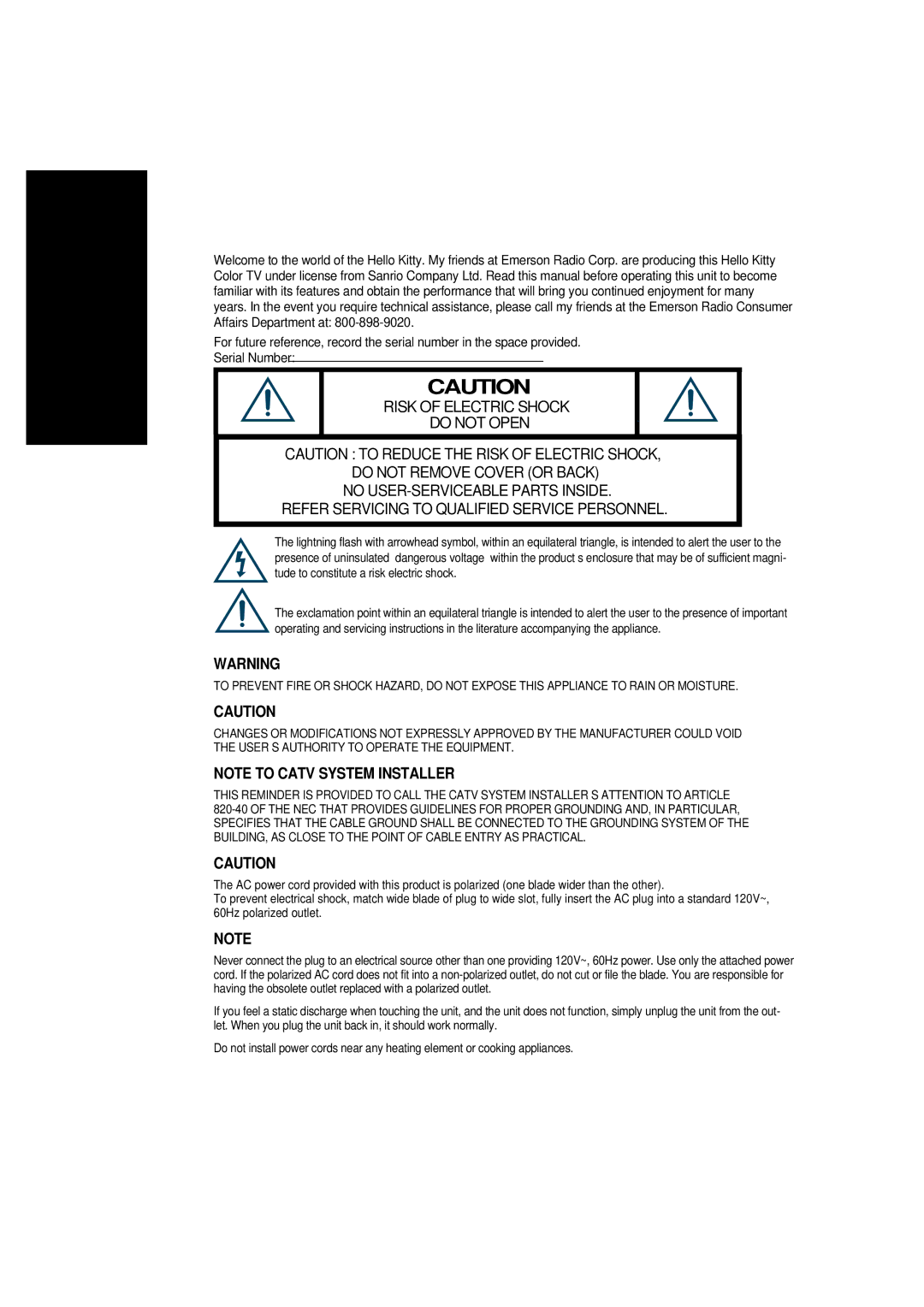 Emerson HKTV13 owner manual 