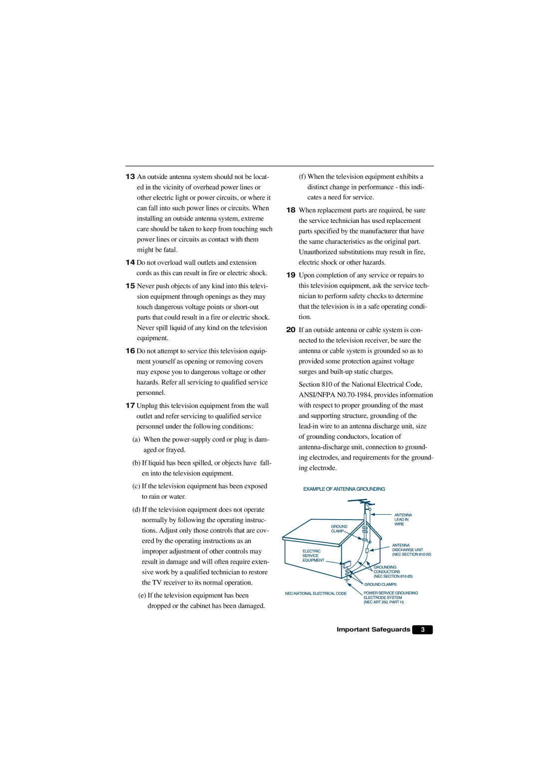 Emerson HKTV13 owner manual Important Safeguards 