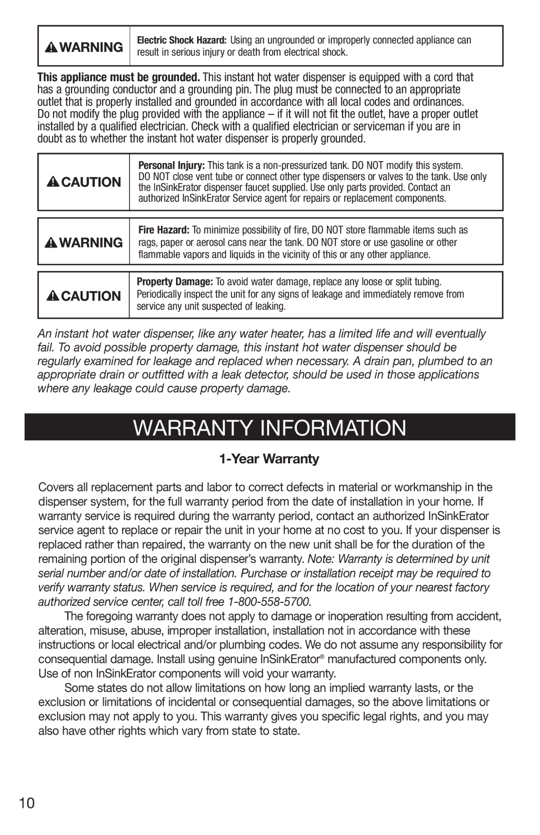 Emerson Hot1 manual Warranty Information, Year Warranty 