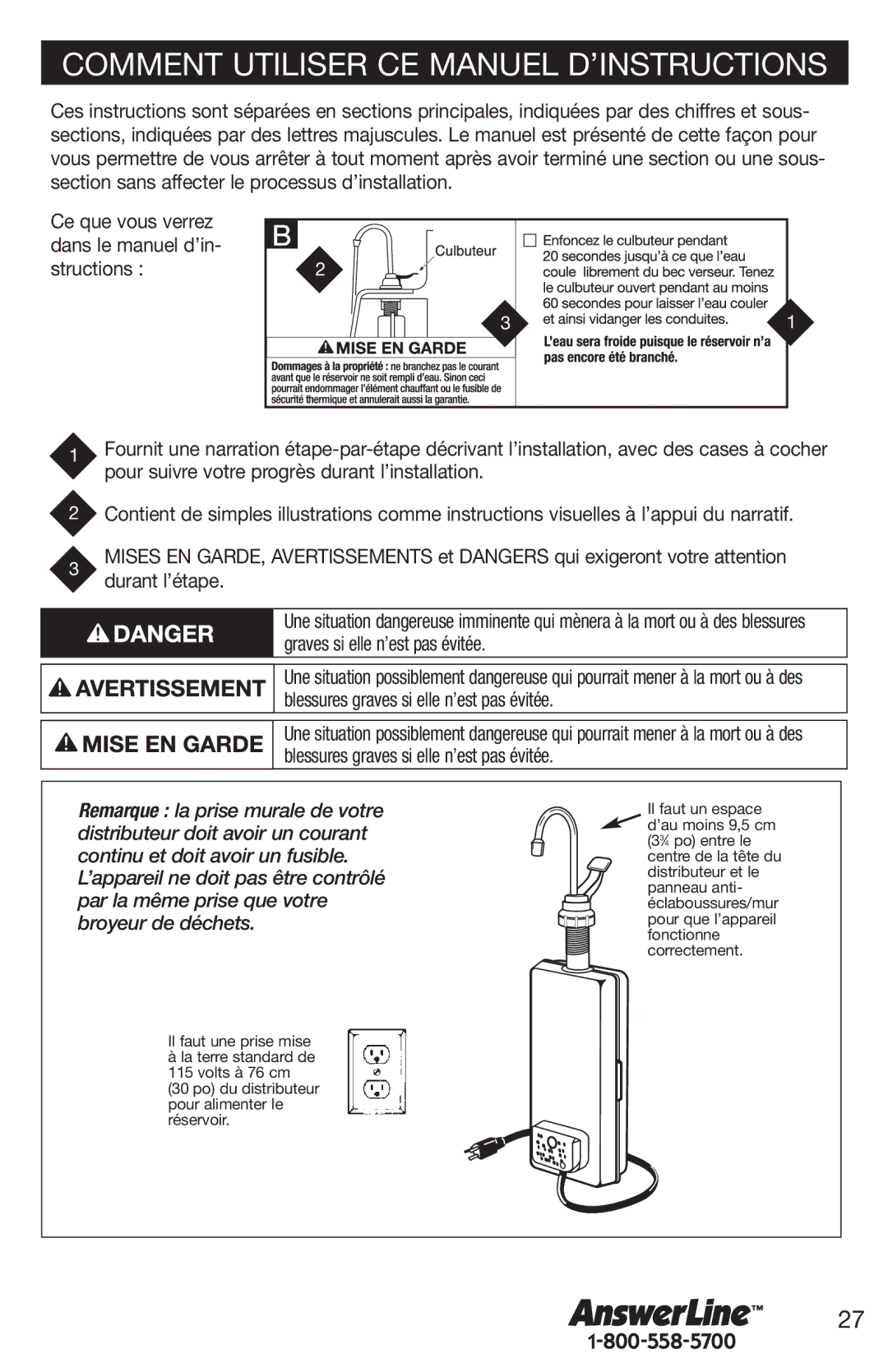 Emerson Hot1 manual Comment Utiliser CE Manuel D’INSTRUCTIONS 