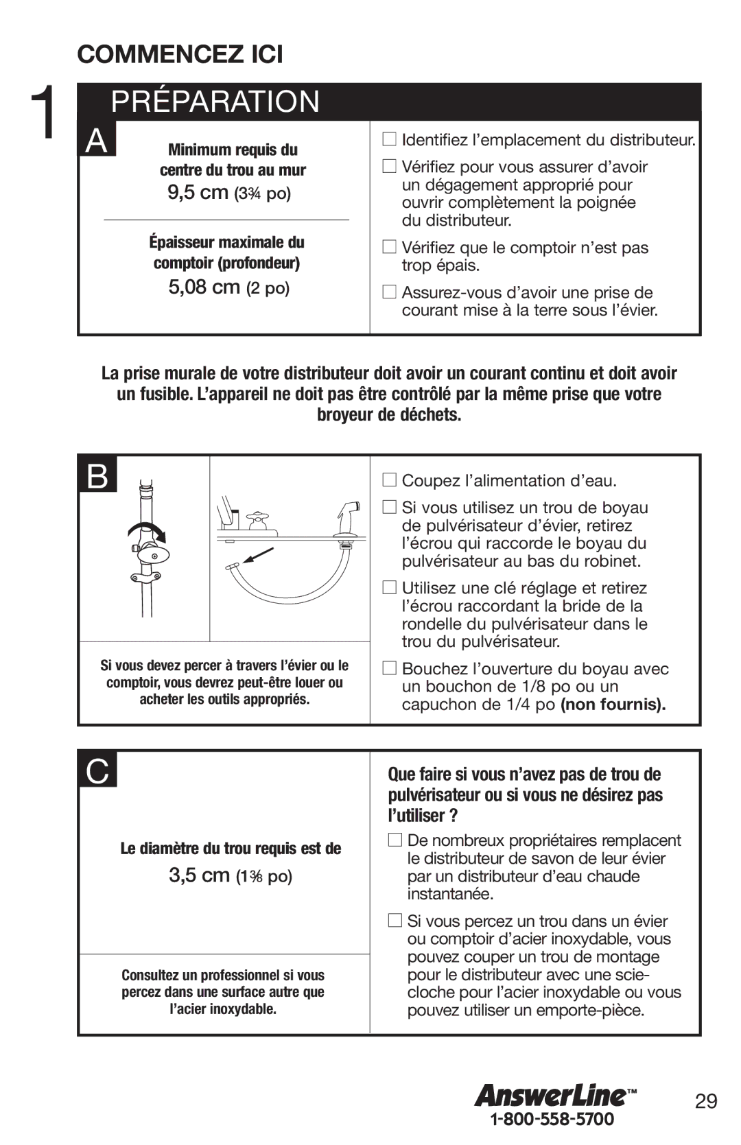 Emerson Hot1 manual Préparation 