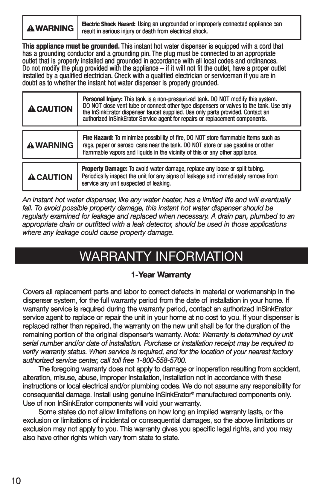 Emerson Hot1 manual Warranty Information, YearWarranty 
