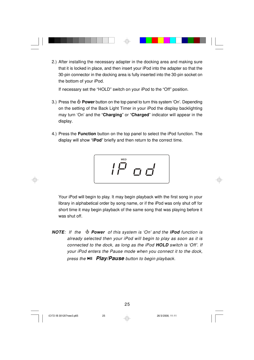 Emerson IC172 important safety instructions Press the Play/Pause button to begin playback 