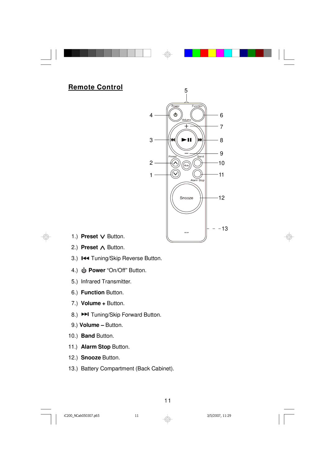 Emerson iC200 owner manual Remote Control 