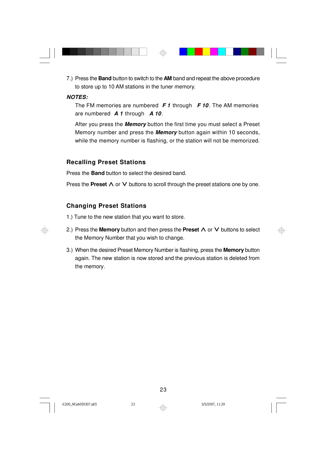 Emerson iC200 owner manual Recalling Preset Stations, Changing Preset Stations 