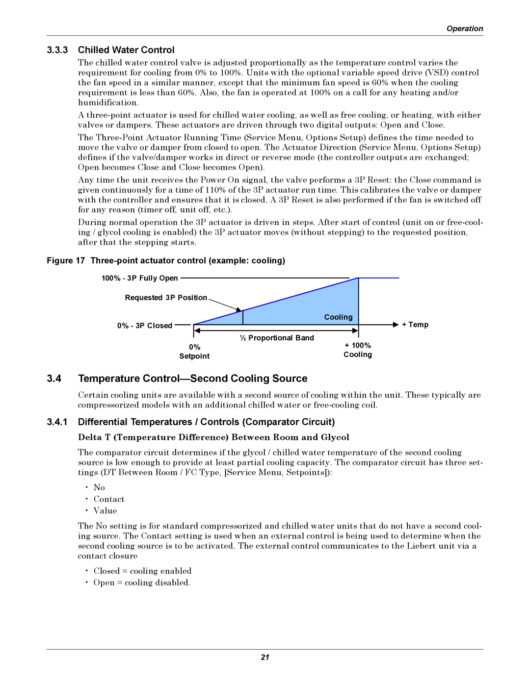 Emerson iCOM user manual Temperature Control-Second Cooling Source, Chilled Water Control 