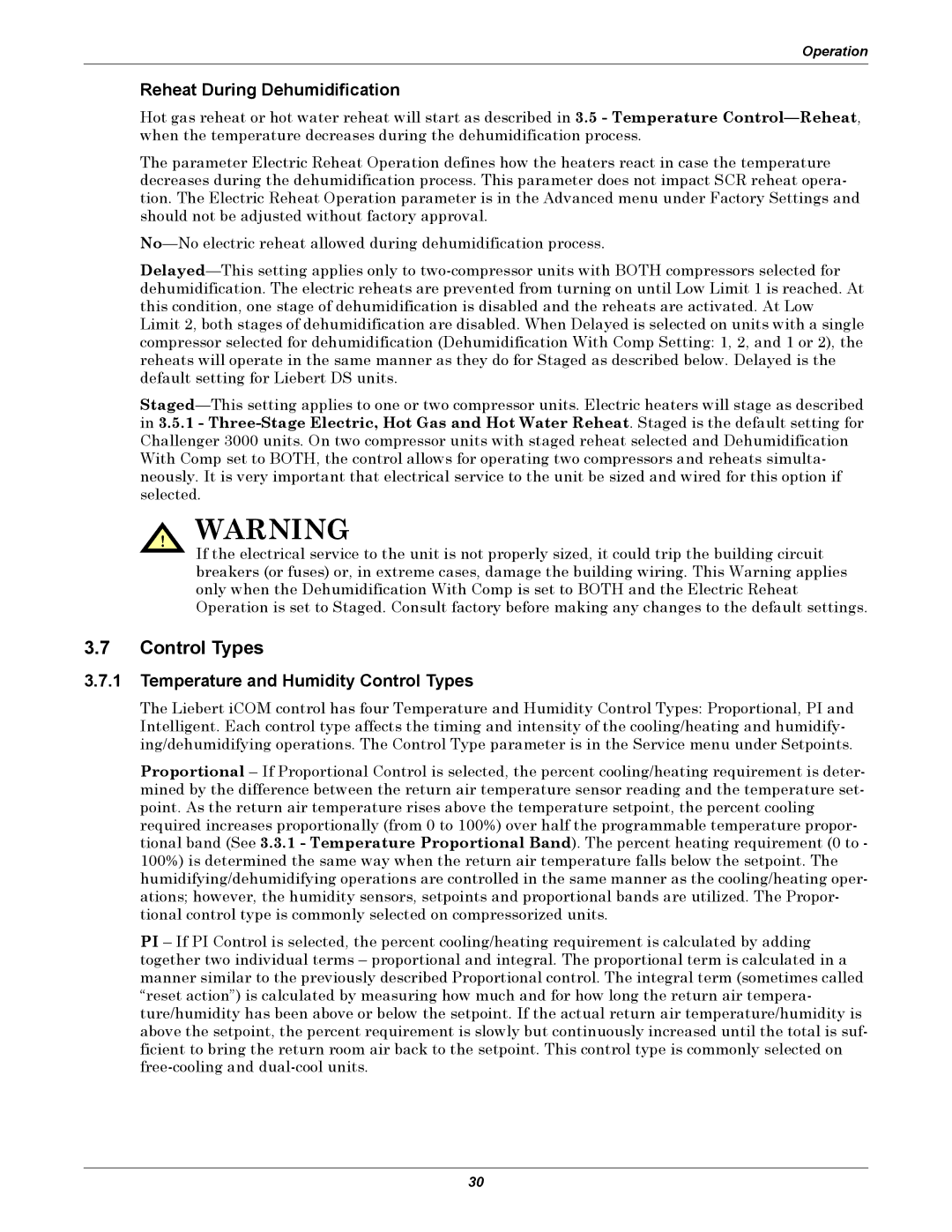 Emerson iCOM user manual Reheat During Dehumidification, Temperature and Humidity Control Types 