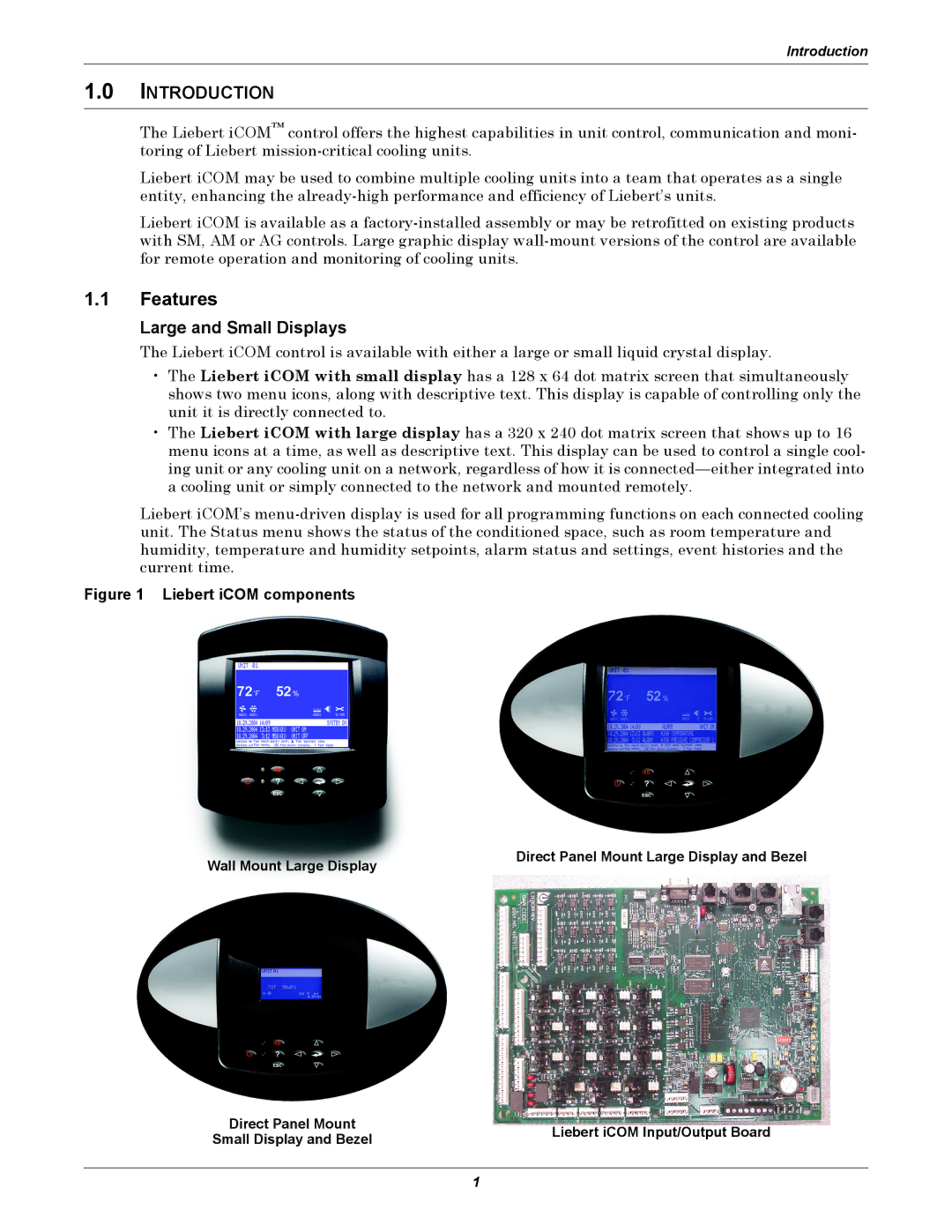 Emerson iCOM user manual Features, Large and Small Displays 