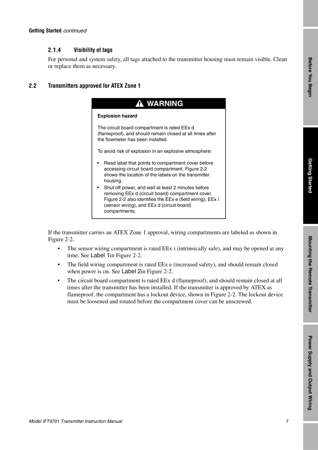 Emerson IFT9701 instruction manual Visibility of tags, Transmitters approved for Atex Zone 