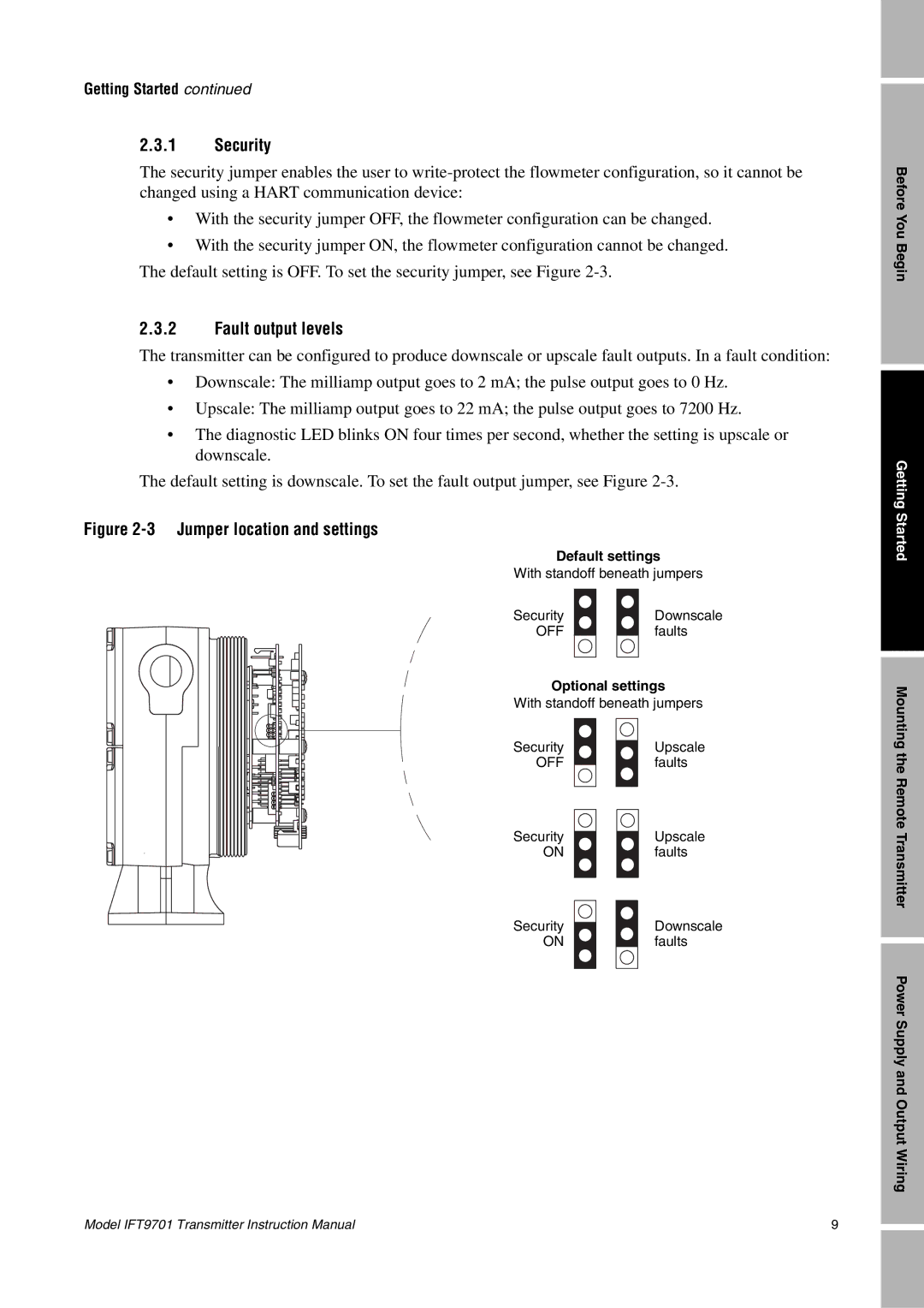 Emerson IFT9701 instruction manual Security, Fault output levels 