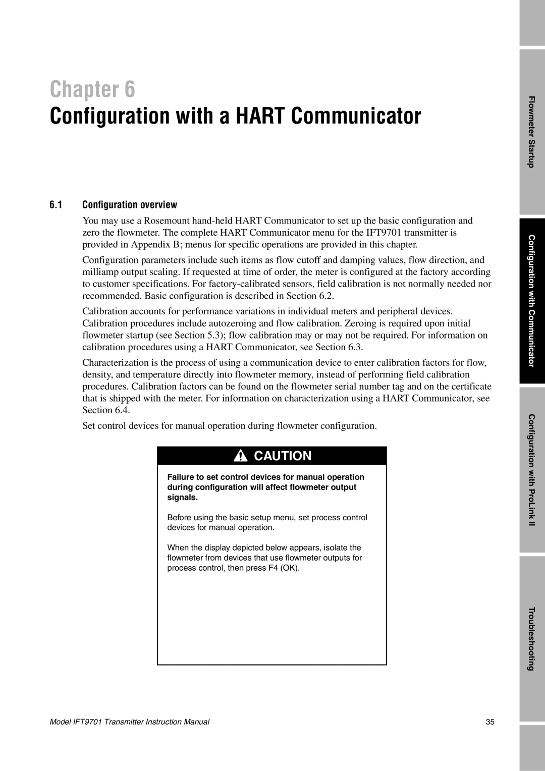 Emerson IFT9701 instruction manual Configuration with a Hart Communicator, Configuration overview 