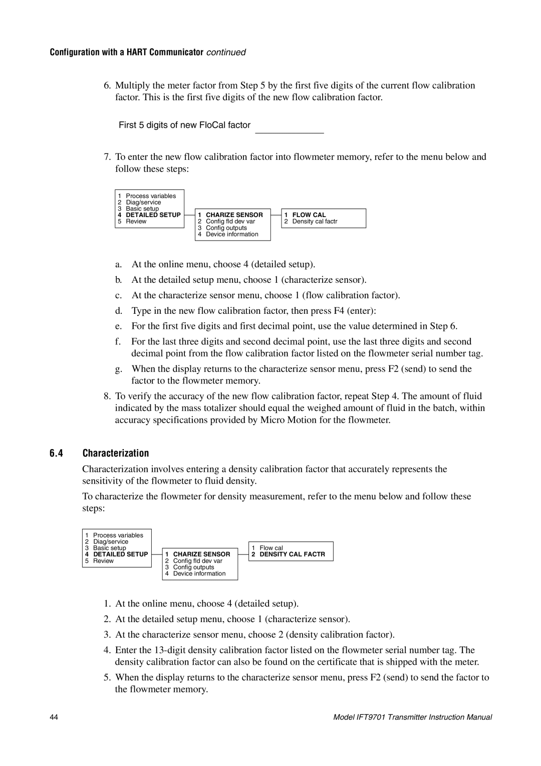 Emerson IFT9701 instruction manual Characterization 