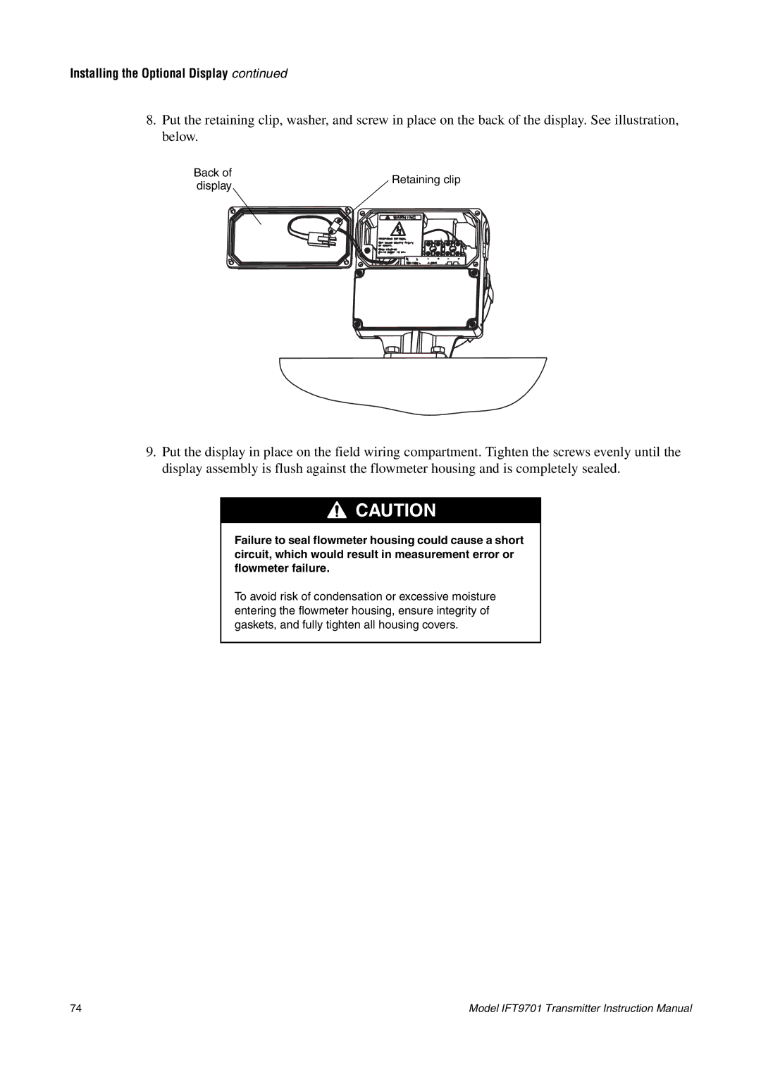 Emerson IFT9701 instruction manual Installing the Optional Display 